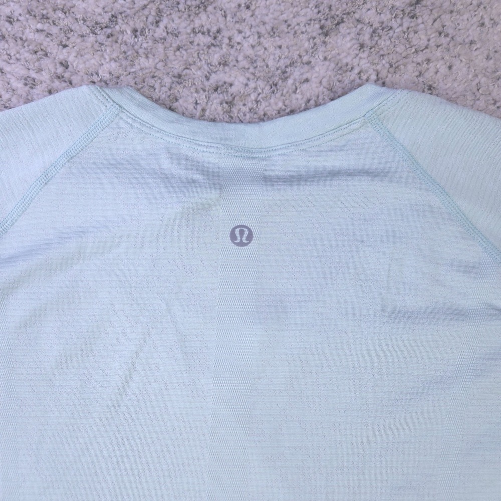 Lululemon Yoga Top Womens 16 Shirt Tee Crew Neck Long Sleeve Thumb Loops Mint - Picture 8 of 11